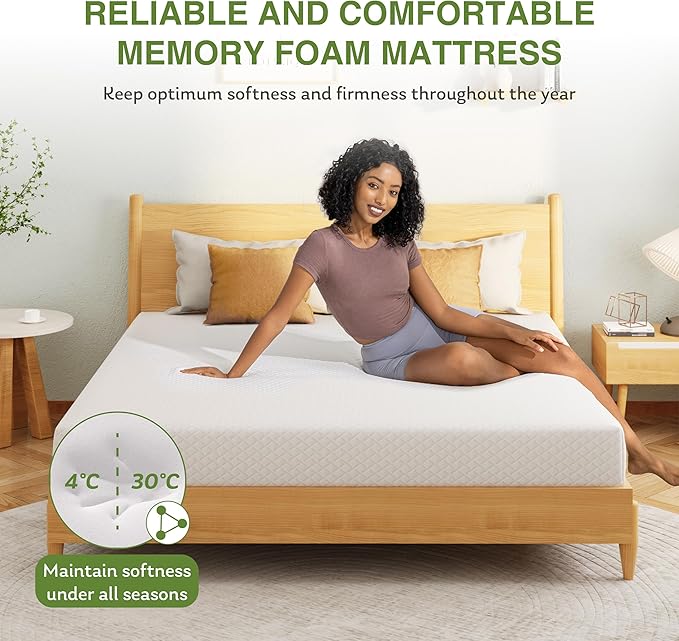 EGOHOME Twin Size Memory Foam Mattress, 12 Inch Bed Mattress in a Box with Cooling Green Tea Gel, Relieve Pressure with Medium Support, CertiPUR-US Certified, 75''L x 38''W, White