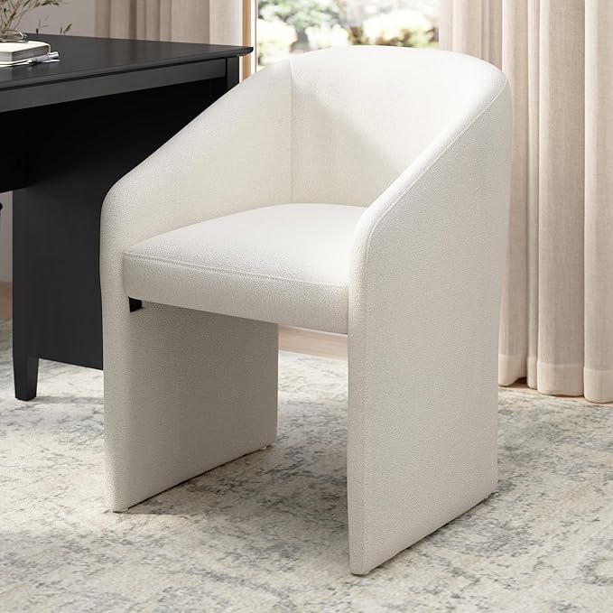 Bush Home Mid Back Barrel Office Chair, Home Office Furniture, Camille Collection, Light Cream Fabric