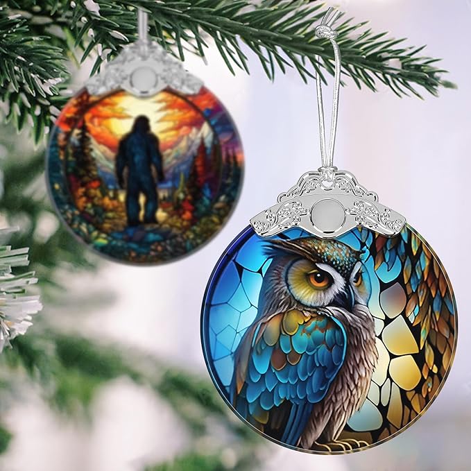 Sharp-Witted Owl Stained Glass Hanging Ornament - Christmas Tree Decoration Idea