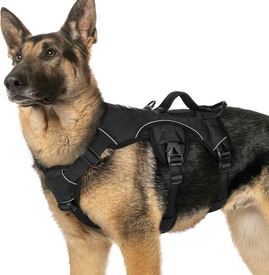 rabbitgoo Escape Proof Dog Harness, Soft Padded Full Body Pet Harness, Reflective Adjustable No Pull Vest with Lift Handle and Leash Clip for Large Dogs Walking Hiking Training, XL
