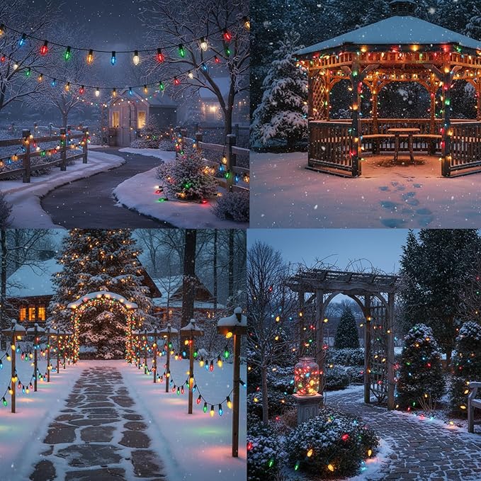 25FT C7 LED Christmas Lights Outdoor, Multicolor Vintage Style String Lights, Connectable Retro Christmas Decor for Porch, Trees, Yard, or Vehicle – UL Listed & Energy Efficient