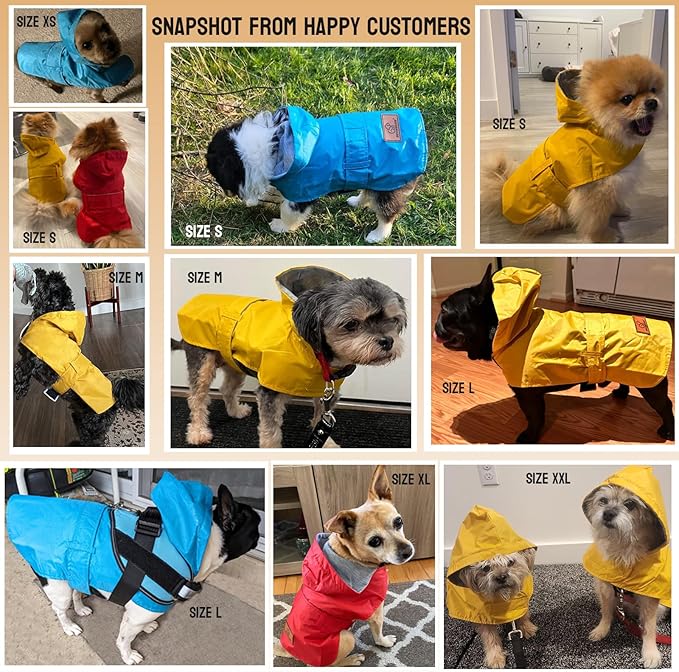 Dog Raincoat Dog Rain Jacket Poncho Waterproof Pet Rain Suit Double Layer Breathable Lining Hooded Leash Hole Adjustable Puppy Small Medium Dogs,Yellow,XL