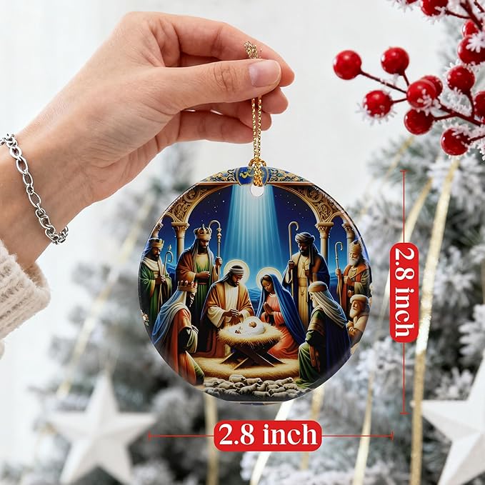 Nativity Scene Ornament, Religious Manger Scene Holiday Decor, Christmas Ornaments, Christmas Decorations | Christian Gifts, Religious Gifts, Gift Exchange & Gift Idea, Giftbox Included