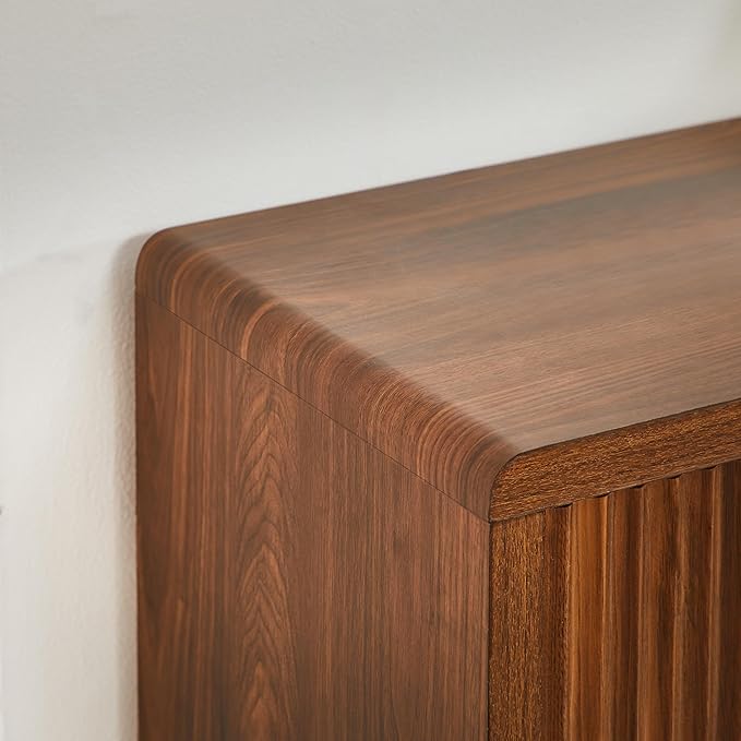 59" Rustic Flute Console Table with 2 Drawers, Modern Farmhouse Entrance Table, Sofa Table for Behind Sofa, Hallway Table with Storage Compartment, Suitable for Hallway and Living Room,Walnut