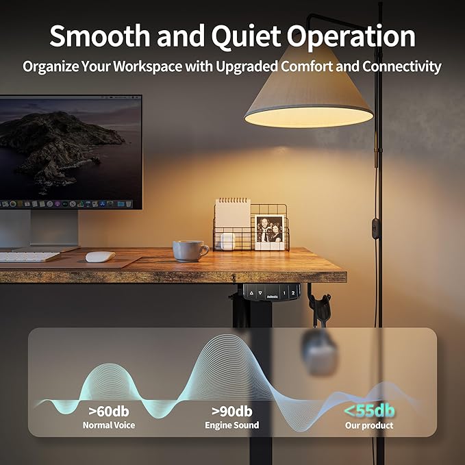 Agilestic Electric Standing Desk, 48 x 24 Inches Height Adjustable Desk, Sit Stand up for Work Office Home, Ergonomic Rising Computer Table with Memory Preset, Rustic Brown