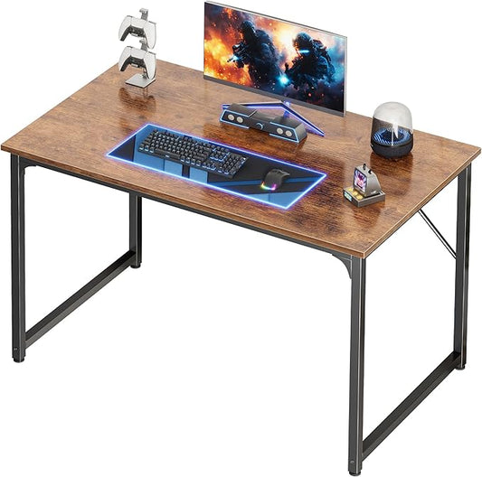 PRAISUN 40 X 24 Inch Computer Desk with Deeper Desktop, Gaming Office Writing Work Desk for Home Office, Study, Bedroom, Work from Home, Metal Frame, Rustic Brown
