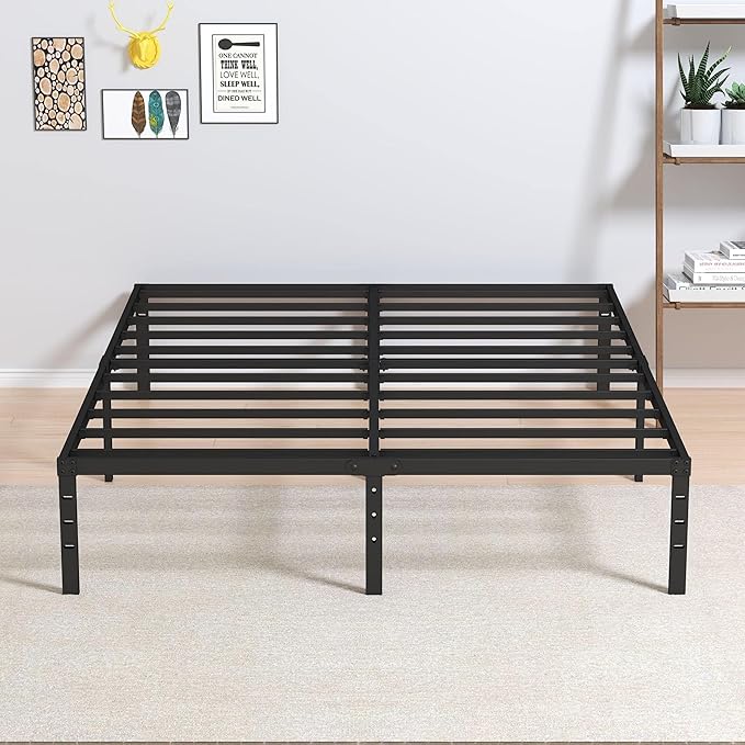 California King Bed Frames No Box Spring Needed, 14 Inch Heavy Duty Metal Platform Support Up to 3000 lbs with Steel Slat, Easy Assembly, Noise Free, Black