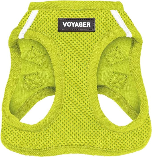 Best Pet Supplies Voyager Step-in Air Harness - All Weather Mesh, Reflective, No Pull Harness for Dogs, Cats - Secure with Hook & Loop Fastener, Buckle, Double D-Rings - Lime Green, M