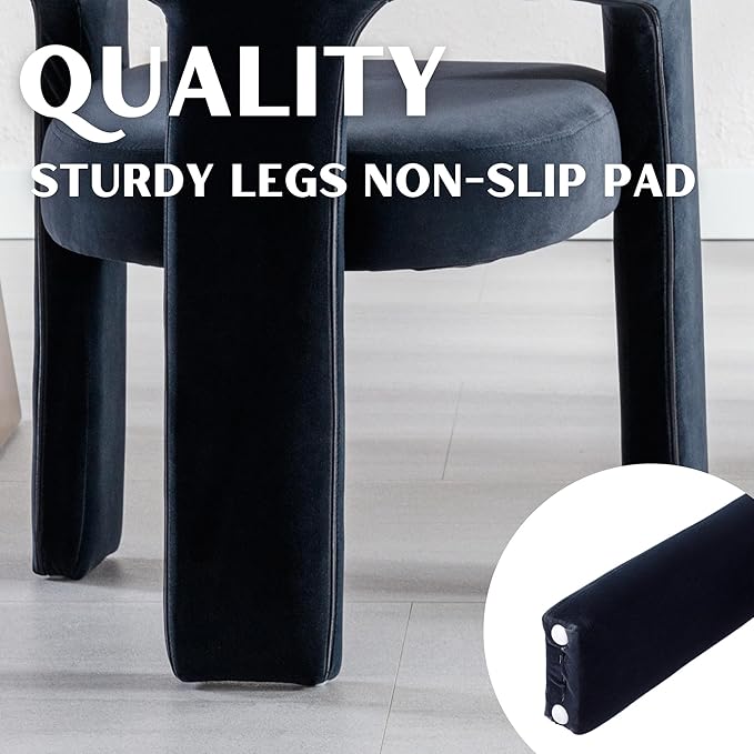 Modern Barrel Dining Chair, Velvet Upholstered Accent Side Chair with Arms Comfy Makeup Vanity Chair, Dining Living Room Kitchen Chair, Black