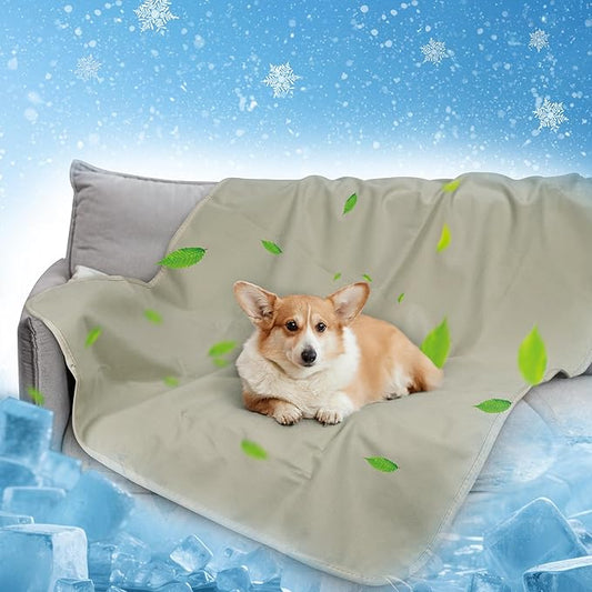 Kritter Planet Waterproof Cooling Dog Mat, Soft Cooling Pad for Dog, Lightweight Cooling Outdoor Mat, Reversible Furniture Cover Couch Sofa Bed, 30 x 50 inch, Taupe