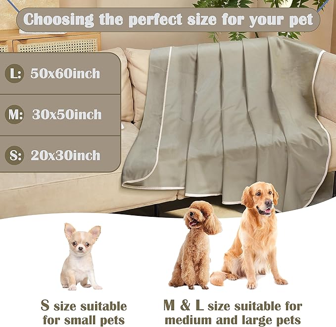 Kritter Planet Waterproof Cooling Dog Mat, Soft Cooling Pad for Dog, Lightweight Cooling Outdoor Mat, Reversible Furniture Cover Couch Sofa Bed, 30 x 50 inch, Taupe