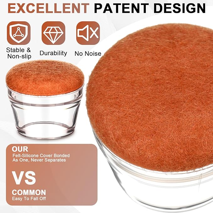 Chunful 64 Pcs Chair Leg Floor Protectors TPE Classroom Chairs & Desks Leg Covers with Quiet Felt Sliders Prevent Floor Scuffs & Scratches Desks Foot Caps Pads Teacher Classroom Supplies (Brown)