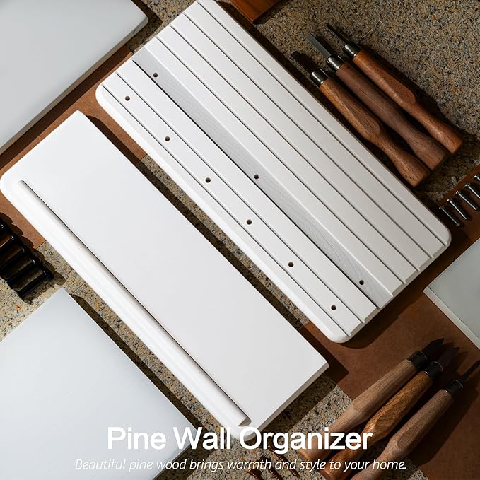 Rebee Vision Decorative Key Holder Wall Mount for Home Organization – 11-inch Pine Wooden Key Holder for Wall with 6 Hooks & Floating Shelf - Modern Farmhouse Home Decor (White)