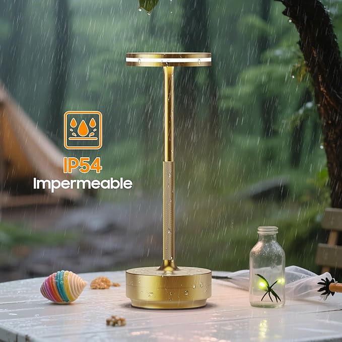 Hapfish Rechargeable Cordless Table Lamps, 5000mAh Battery Operated Lamp, 3 Color Modes, Dimmable, LED Table Lamps for Living Room,Outdoor, Dinner,Patio,Restaurant – Bronze
