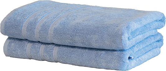 Mosobam Luxury Turkish Set of 2 Bath Towels 30X58 Allure Blue Oversize 700 GSM Bamboo Viscose & Aegean Turkish Combed Cotton