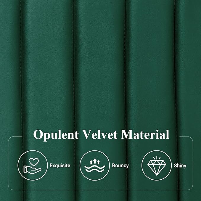 Allewie King Bed Frame, Velvet Upholstered Platform Bed with Adjustable Vertical Channel Tufted Headboard, Mattress Foundation with Strong Wooden Slats, Box Spring Optional, Easy Assembly, Green