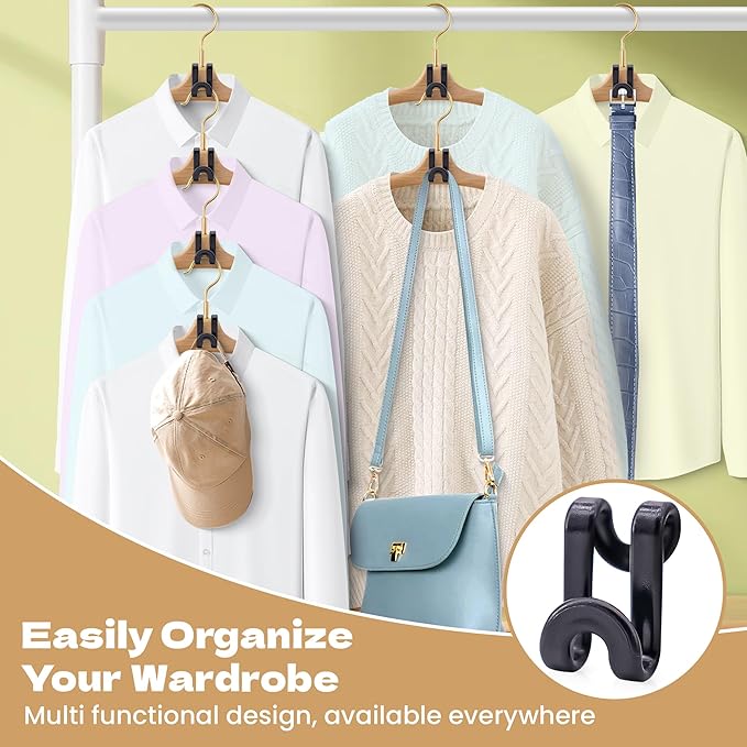 Mlici Clothes Hanger Connectors - 60 Pcs Multi-Level Cascading Hooks, Heavy Duty Plastic Mini Hooks for Space Saver Closet Organizer, Black