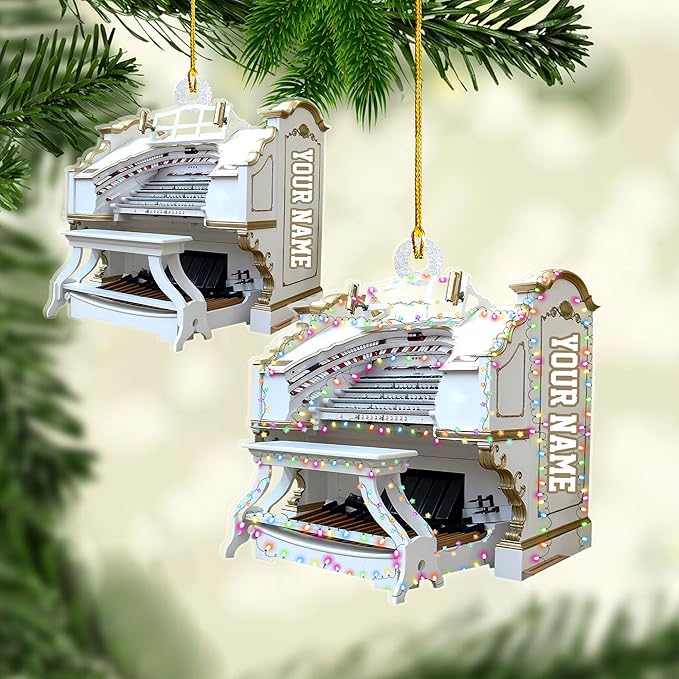 Mostefy Personalized Organ Christmas Ornament 2025, Custom Name Musical Instrument Holiday Decoration, Unique Pipe Organ Keepsake Gift for Musicians & Music Lovers (Organ2)