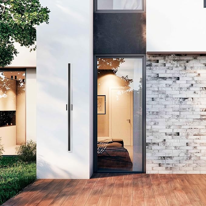 LamQee 63 Inch Long Outdoor Wall Lights Modern Exterior Lighting Fixtures for House, Waterproof 3000K 48W 2400LM LED Linear Outdoor Wall Sconces Lighting for Porch Patio Garage Door Yard Indoor