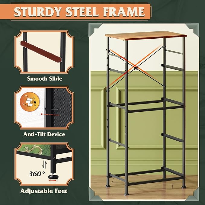 WLIVE Dresser with 4 Drawers, Storage Tower, Organizer Unit, Fabric Dresser for Bedroom, Hallway, Entryway, Closets, Vintage Furniture with Sturdy Steel Frame, Wood Top, Pull Handle, Floral Painted