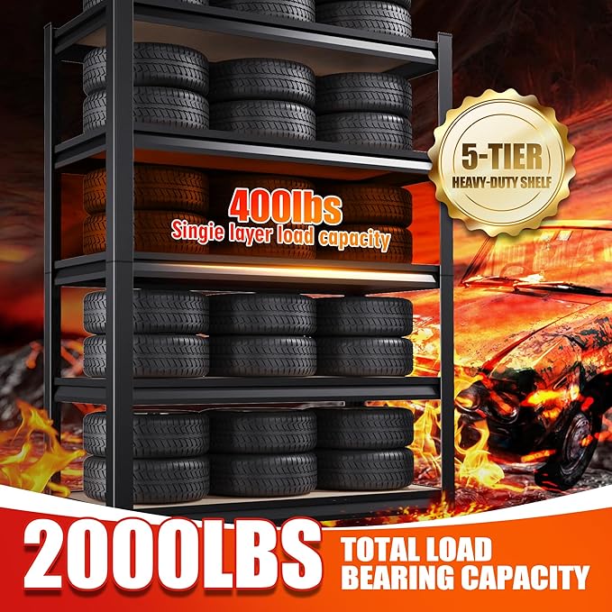 Set of 3 Garage Shelving-2050LBS 5 Tier Storage Shelves,Adjustable Heavy Duty Metal Shelving Unit and Storage Large Rack,Utility Steel Shelf For Shop Warehouse Industrial Pantry Basement 71"x35"x16"