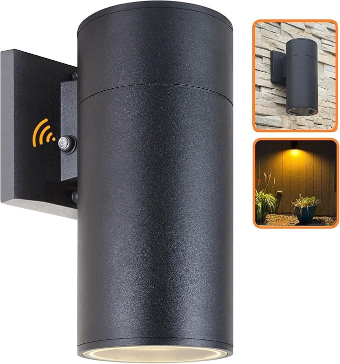 Dusk to Dawn Sensor Outdoor Wall Light, Exterior Lighting -ETL Listed, Aluminum Anti-Rust Waterproof Wall Mount Cylinder Design, 1-Direction Up or Down Light Fixture for Porch,Patio or Doorway