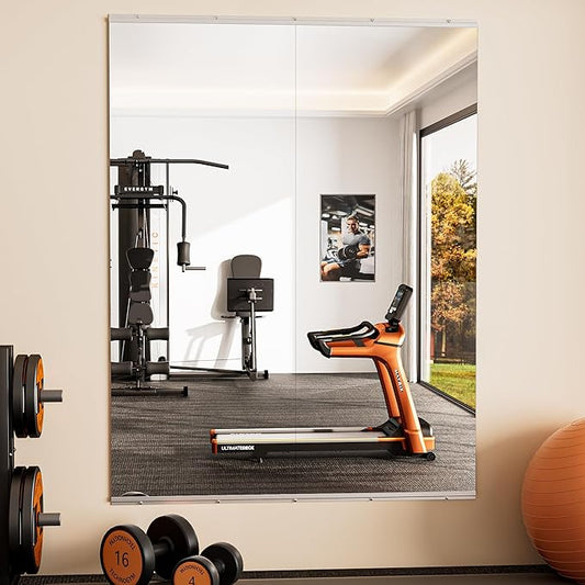 Keonjinn Home Gym Mirror, 65" x 24" - 2PCS Workout Mirrors for Home Gym, Frameless Tempered Glass, Full Body Wall Mirrors for Fitness Exercise, Yoga Room, Dance Studio, Bedroom, Garage