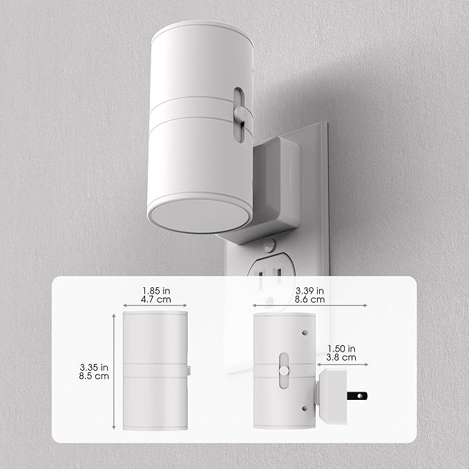 Briignite Night Lights Plug into Wall, Modern LED Night Light Plug in, Dusk to Dawn Sensor,Amber Night Light 0-100LM Adjustable Brightness, Dimmable NightLight for Hallway, Bedroom, Stairway, 2 Pack
