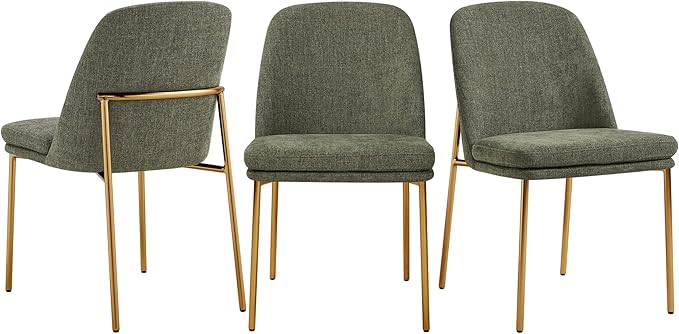 CHITA Modern Dining Chairs Set of 3, FSC Certified Metal Dining Chair for Dining Room, Moss Green