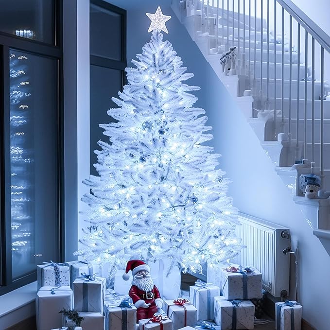 JMEXSUSS 66ft 200 LED White Christmas Lights Indoor Outdoor, Connectable String Twinkle Lights Outdoor Clear Wire Plug in for Bedroom House Fireplace Christmas Tree Decoration