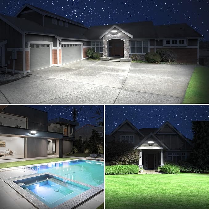 Onforu 80W 9000LM Flood Lights Outdoor, Brightness Security LED Flood Lights with 3 Adjustable Heads, Switch Controlled, IP66 Waterproof 6500K Outside Exterior Flood Light for Yard Garage Eave Patio