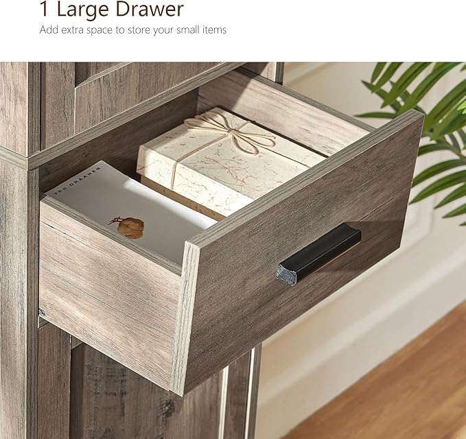 usikey 67'' Tall Storage Cabinet, Narrow Bathroom Floor Storage Cabinet with 4 Shelves & 2 Doors, for Bathroom, Living Room, Rustic Gray