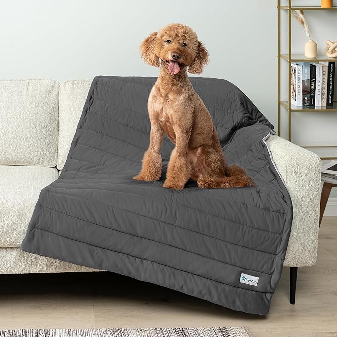PetAmi Cooling Mat for Dog, Premium Pet Cooling Blanket for Crate Kennel, Indoor Cat Cool Sleeping Pad, Q-MAX Cold Sofa Couch Cover for Summer, Gray/Light Grey, Small (24x32)