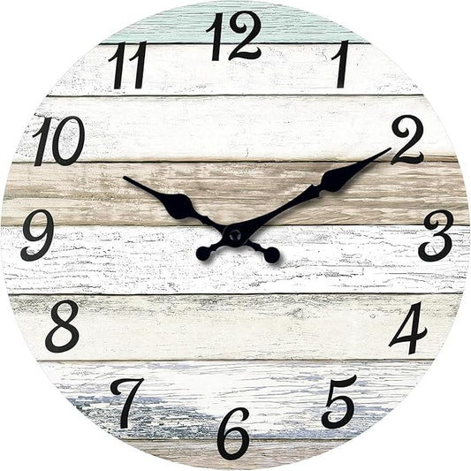 XNM Wood Large Wall Clocks Battery Operated Coastal 20 Inch Clocks for Living Room Farmhouse Rustic Wall Clock Silent (MDF No Solid Wood)