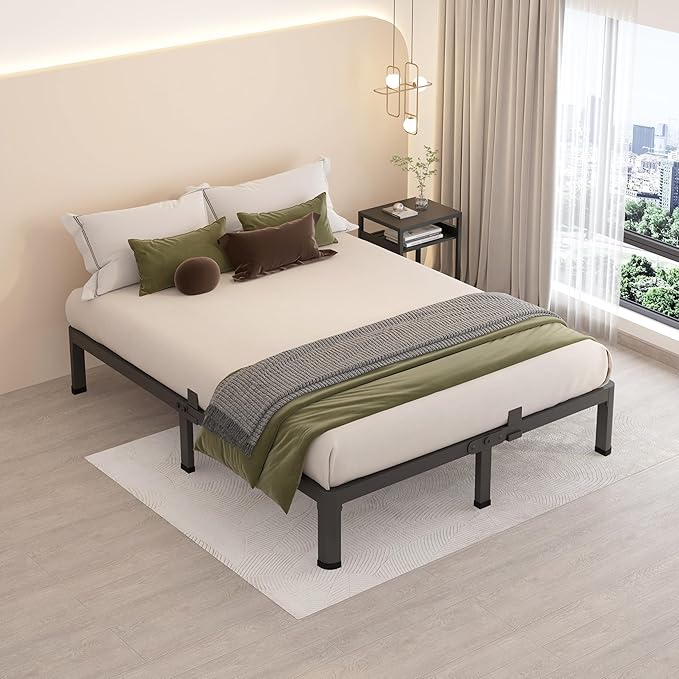MAF 7 Inch Queen Metal Platform Bed Frame with Round Corner Legs, 3000 LBS Heavy Duty Steel Slats Support, Noise Free, No Box Spring Needed, Easy Assembly