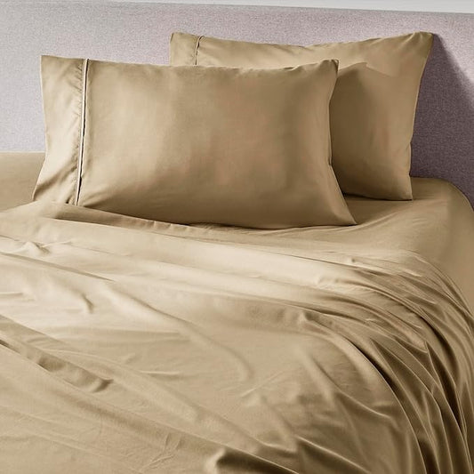 PeachSkinSheets Light Mocha Sheet Set - 1500tc Level of Softness - Extra Soft Cooling Sheets for Hot Sleepers and Night Sweats - Twin Size