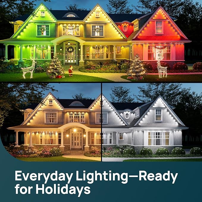 Linkind Permanent Outdoor Lights HP5,Smart AI RGBTW 150ft Christmas Lights, 85 Scenes Modes for Daily Holiday Christmas Decorations,IP67 Waterproof, Compatible with Alexa,Google Assistant