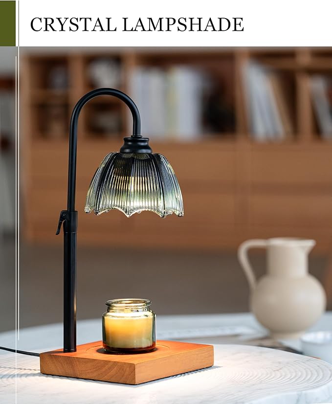 Candle Warmer Lamp with Timer, Dimmer & Adjustable Height, 25MM Wood Base, 2 Bulbs Included – Candle Warmer for Jar Candles, Gift Boxed Aromatherapy Lamp for Sleep, Bedroom, Yoga