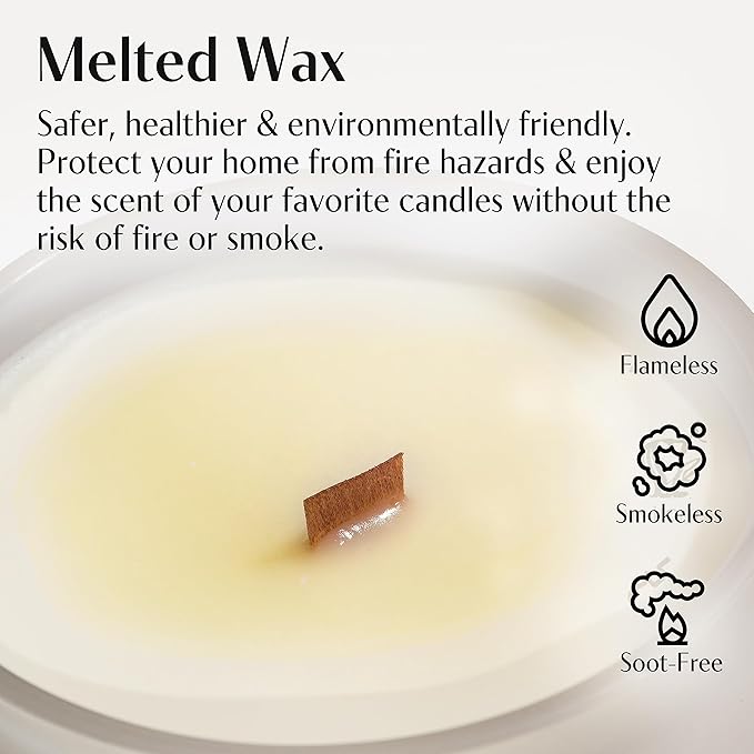 Candle Warmer Lamp with Timer and Dimmer & Includes 2 Bulbs, Electric Wax Candle Lamp Warmer for Jar Candles, Home Decor Aesthetic, and House Warming Gifts - White Wood