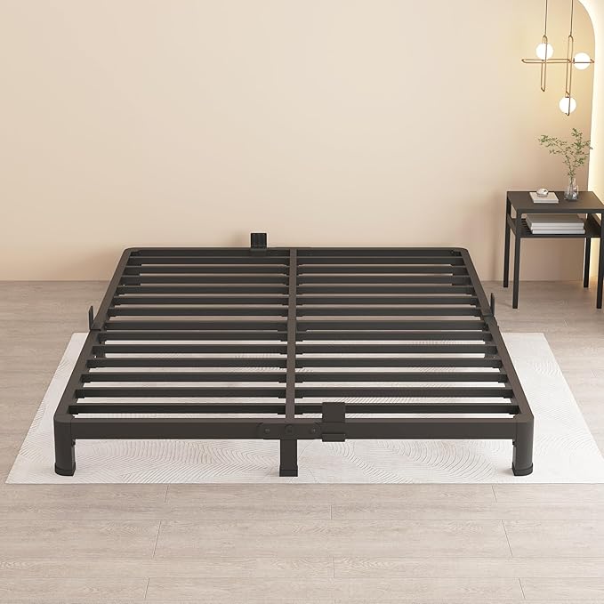 MAF 4 Inch King Metal Platform Bed Frame with Round Corner Legs, 3000 LBS Heavy Duty Steel Slats Support, Noise Free, No Box Spring Needed, Easy Assembly