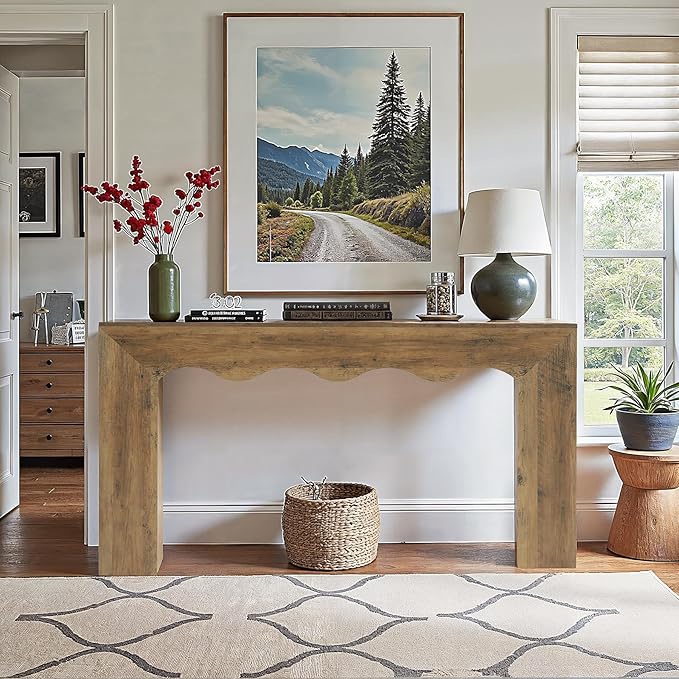 Tribesigns 63" Farmhouse Console Table, Wooden Couch Table Behind Sofa with Storage, Long Entryway Sofa Station, Narrow Console Stand with Base, Hallway Stand for Entryway, Living Room