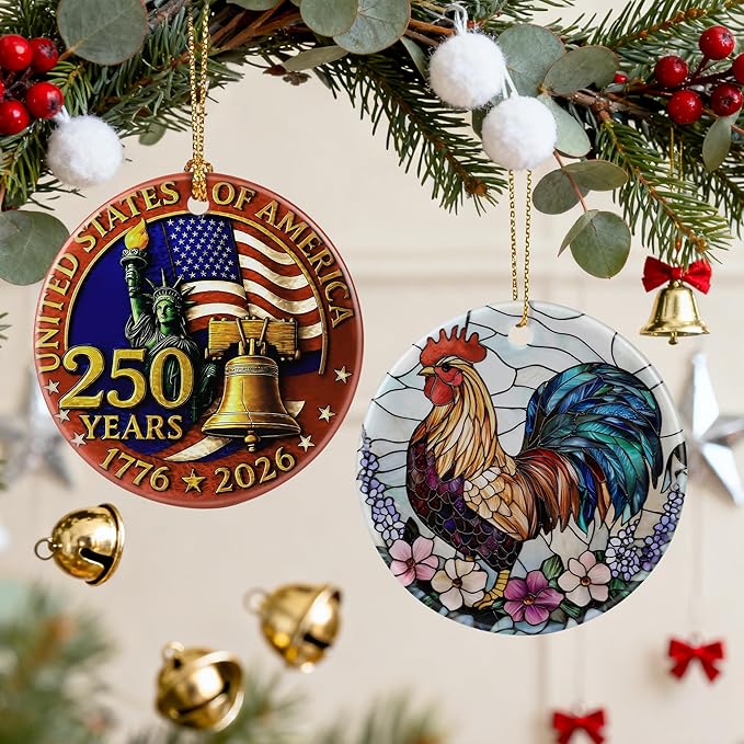 Rooster Ornament for Christmas Tree | Christmas Ornaments, Farmhouse Home Decor, Holiday Decor Gifts for Family, Friends & Farmer, Gift Exchange & Gift Idea, Giftbox Included