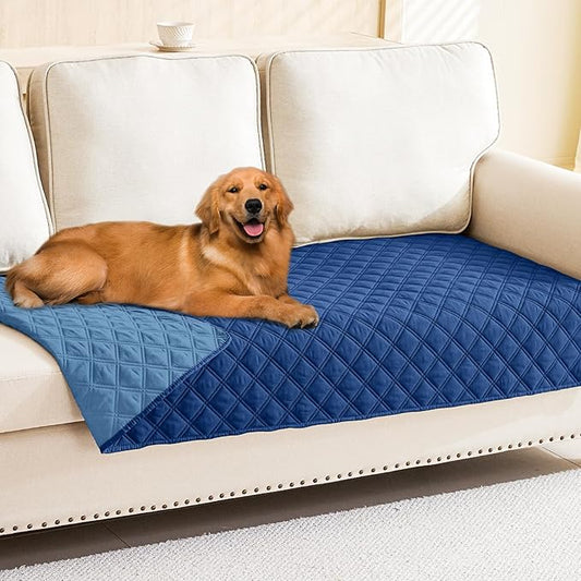 Smiry Waterproof Dog Blanket, Reversible Dog Bed Cover Pet Blanket, Soft Pet Couch Covers for Sofa Washable, Bed Couch Sofa Furniture Protector for Puppy Cat Kids (30"x80", Navy/Blue)