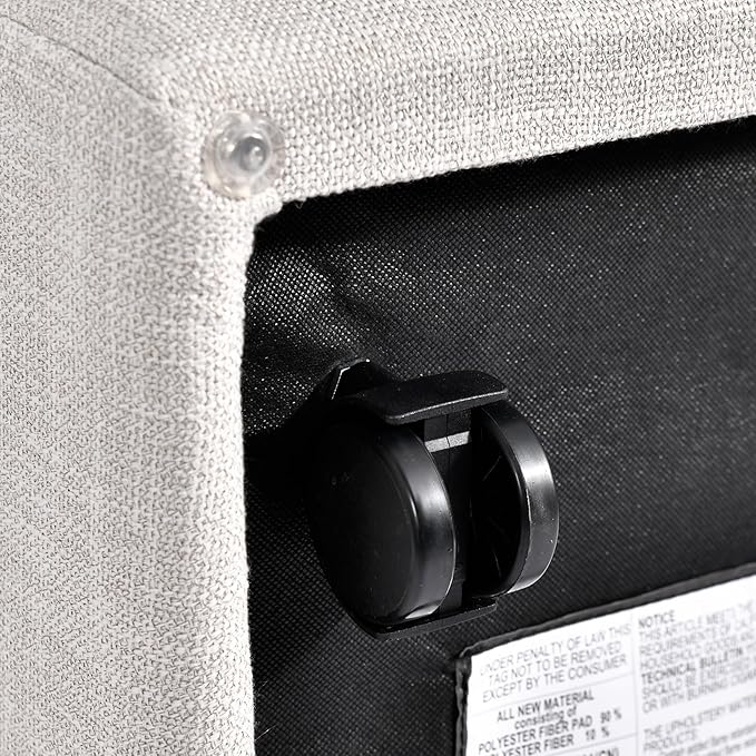 DUHOME Upholstered Dining Chair with Casters - Set of 4, Armless Modern Rolling Linen Dining Chairs with Wheels for Dining, Bedroom, Reading, Living Room