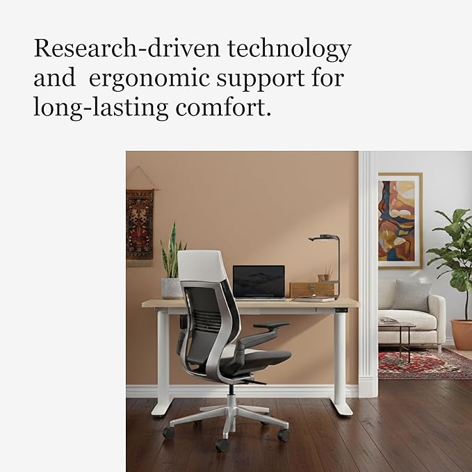 Steelcase Gesture Office Chair - Ergonomic Work Chair with Wheels for Carpet - Comfortable - Intuitive-to-Adjust for Desk - 360-Degree Arms - Coconut Yellow Fabric