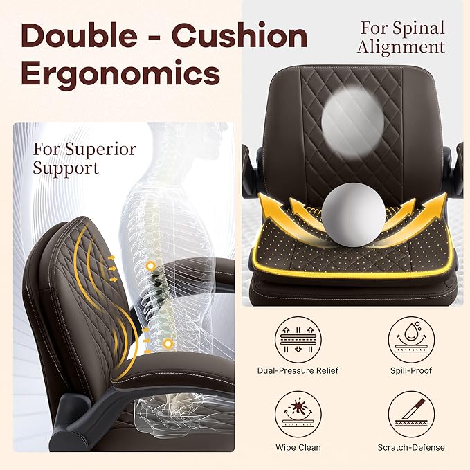 Cross Legged Office Chair: ADHD Criss Cross Desk Chair with Wheels & Stretchable Rotating Footrest - Height Adjustable Wide Yoga Kneeling Meditation Chair with Flip-up Armrests Back Support