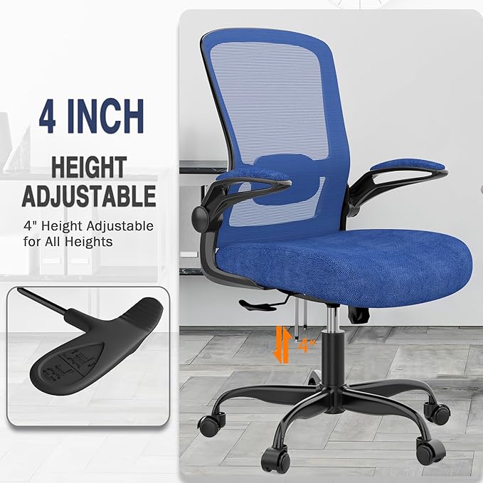Mimoglad Office Chair, Ergonomic Desk Chair with Adjustable Lumbar Support, High Back Mesh Computer Chair with Flip-up Armrests-BIFMA Passed Task Chairs, Executive Chair for Home Office