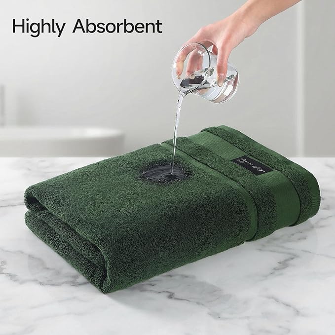 REDKISS Large Bath Towels Set 2 Piece, 100% Cotton, 31x63 in,Heavyweight 760GSM, Highly Absorbent & Quick Dry, Super Soft Luxury Towels for Bathroom,Hotel Collection - Green