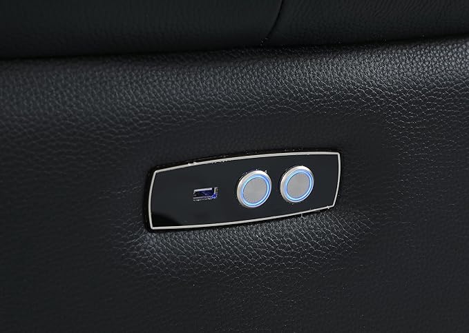 Blackjack Furniture Venice Top Grain Italian Leather Power Recliner Chair with Adjustable Headrest Modern Luxury Seating for Living Room Lounge, Black