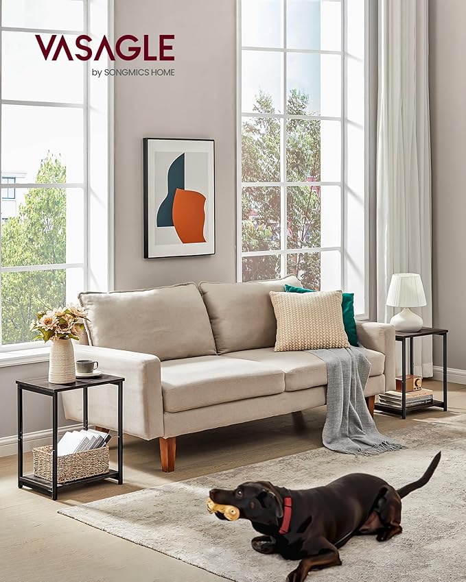 VASAGLE Side Tables Set of 2, Small End Table, Nightstand for Living Room, Bedroom, Office, Bathroom, Chestnut Brown and Classic Black ULET272B74